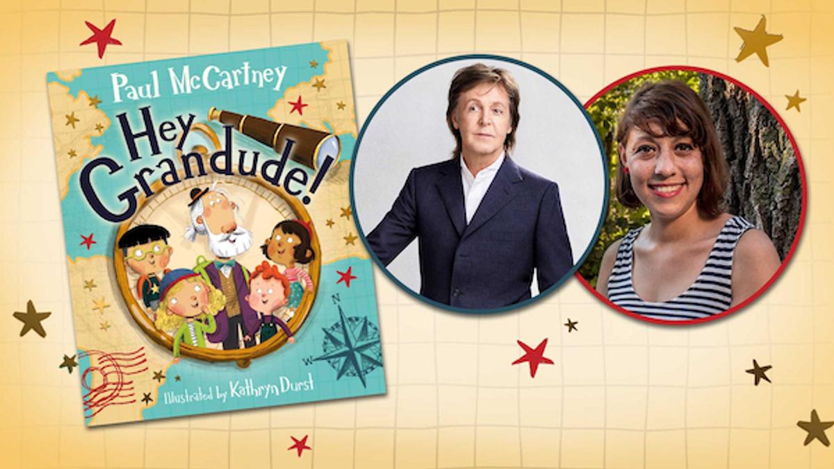 image of 'Hey Grandude!' book cover and portraits of Paul and Kathryn Durst