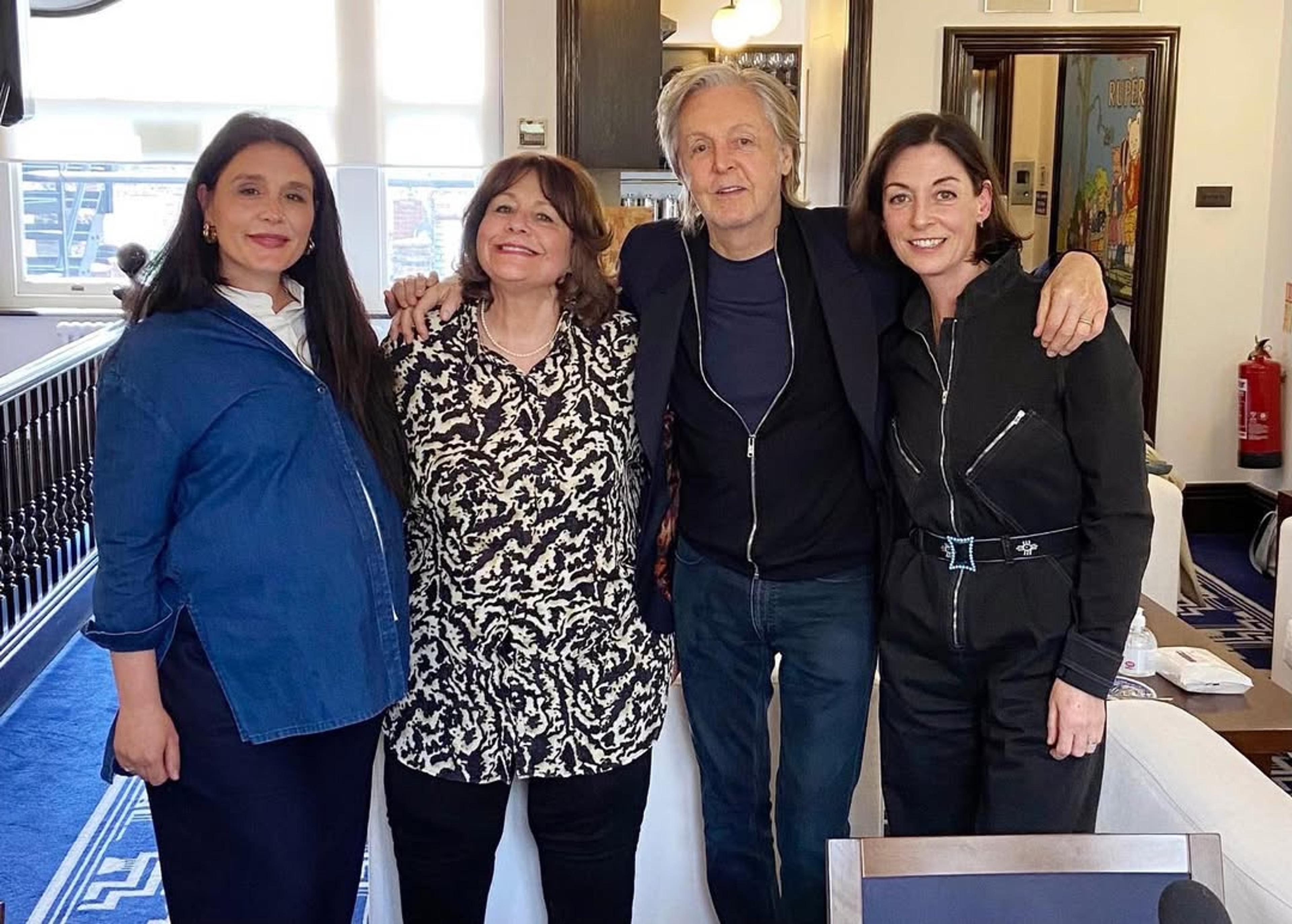 Paul and Mary McCartney with Jessie and Lennie Ware in 2021, recording their episode of the 'Table Manners' podcast