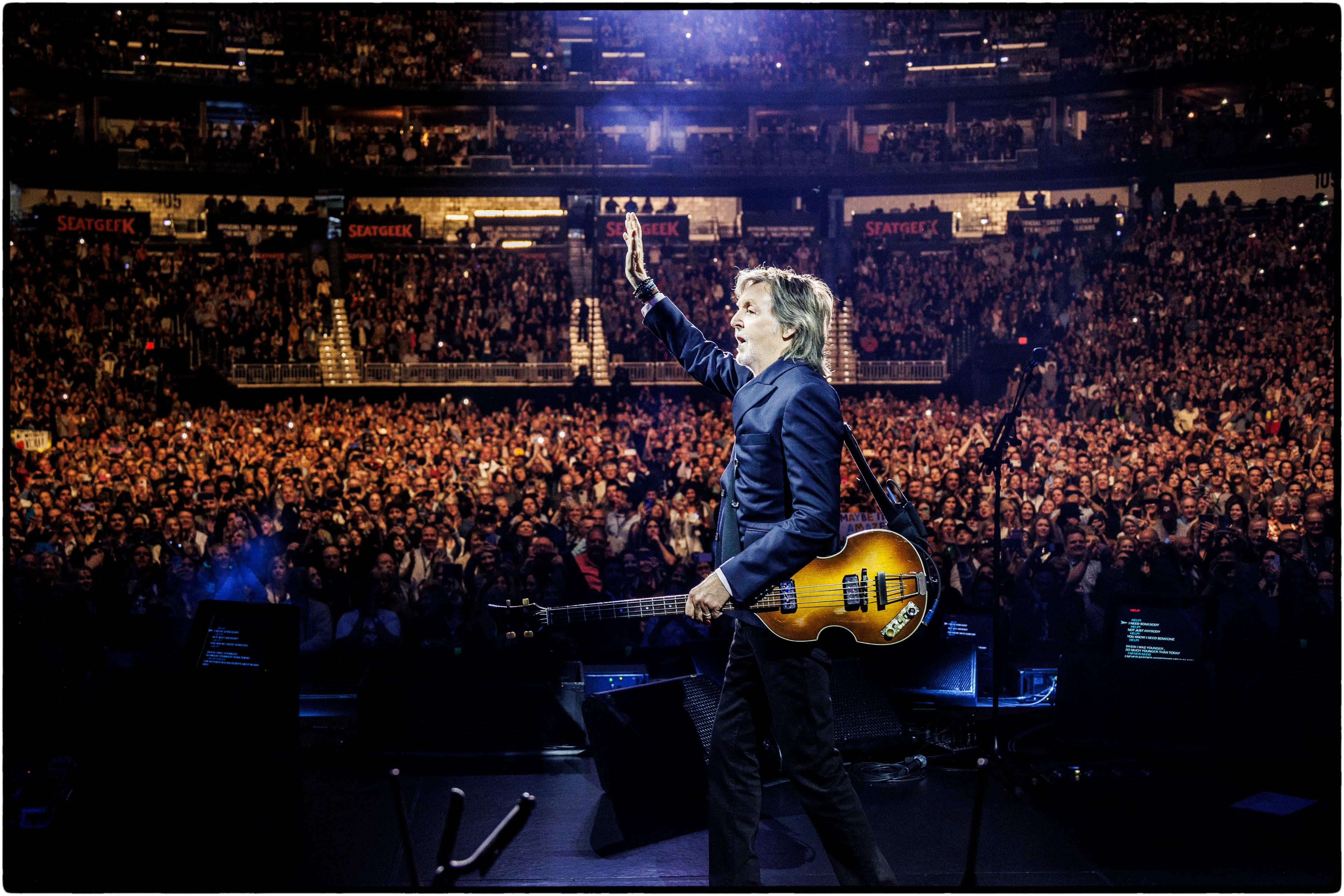 Paul on stage in New Orleans on the 2025 GOT BACK tour