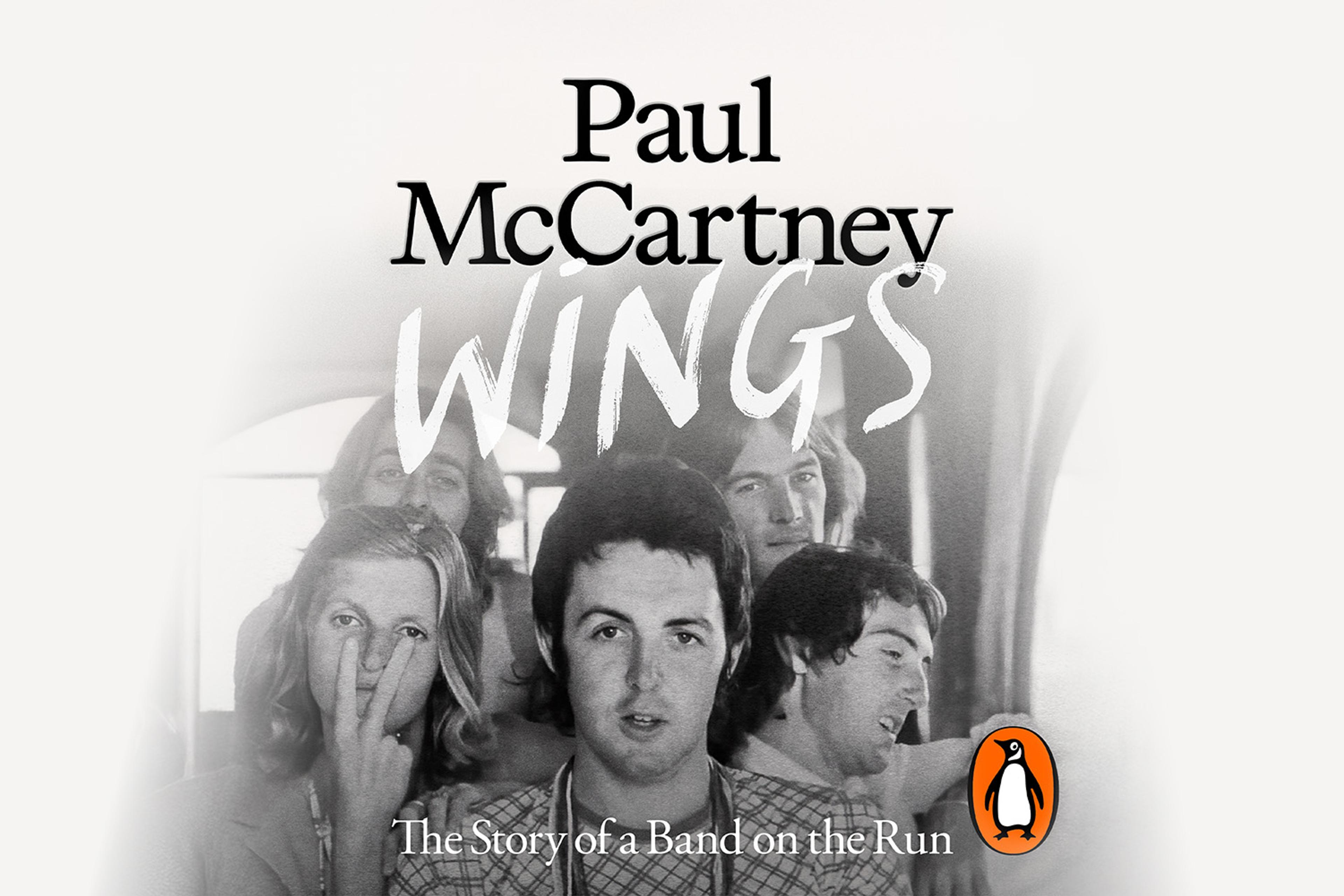 UK audiobook cover for 'Wings: A Story of a Man on the Run', showing the title “Wings” in a handwritten font, the subtitle “A Story of a Man on the Run” beneath it, and the Penguin publishing logo accompanying the text
