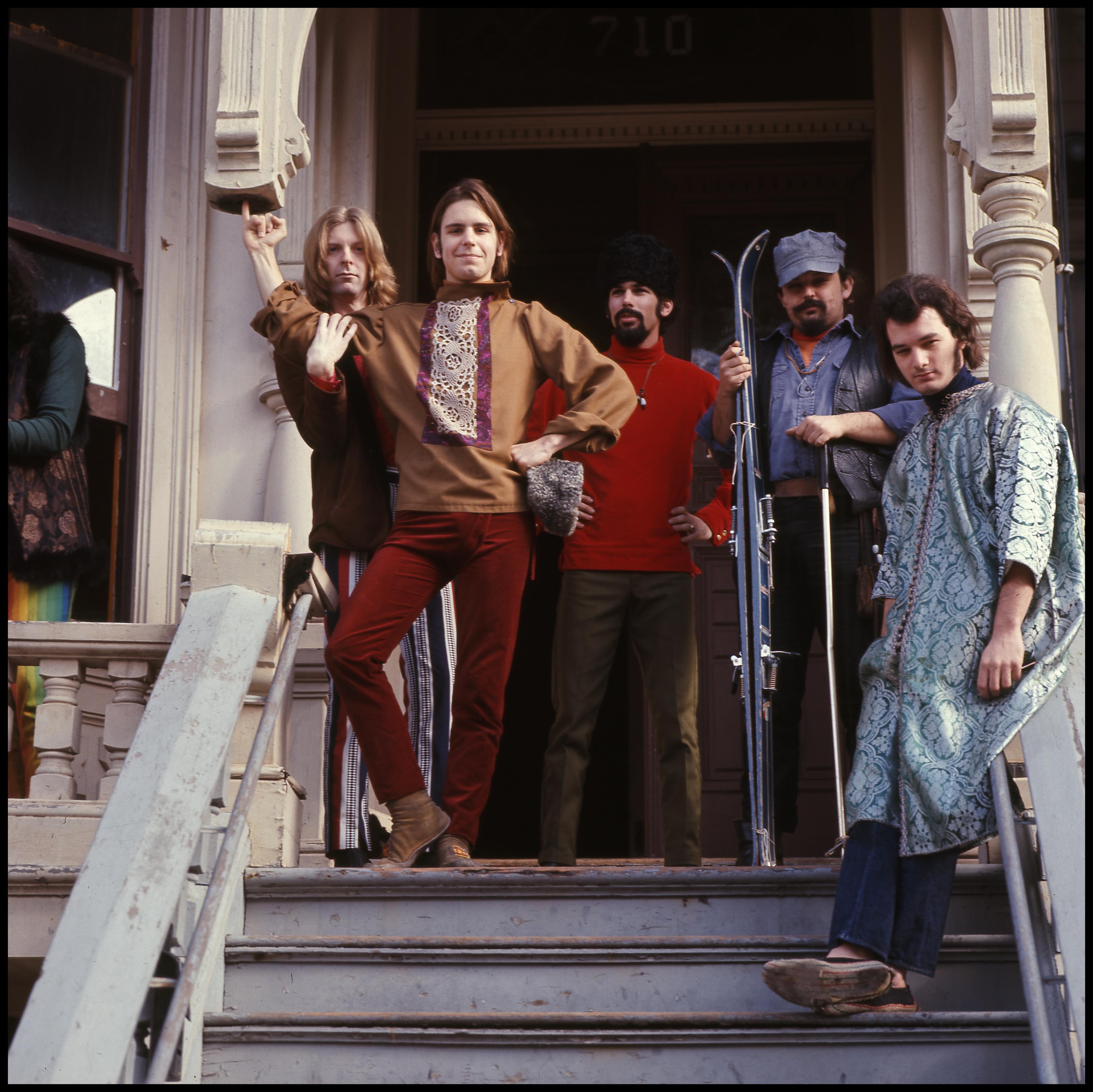 The Grateful Dead standing on some steps in San Francisco