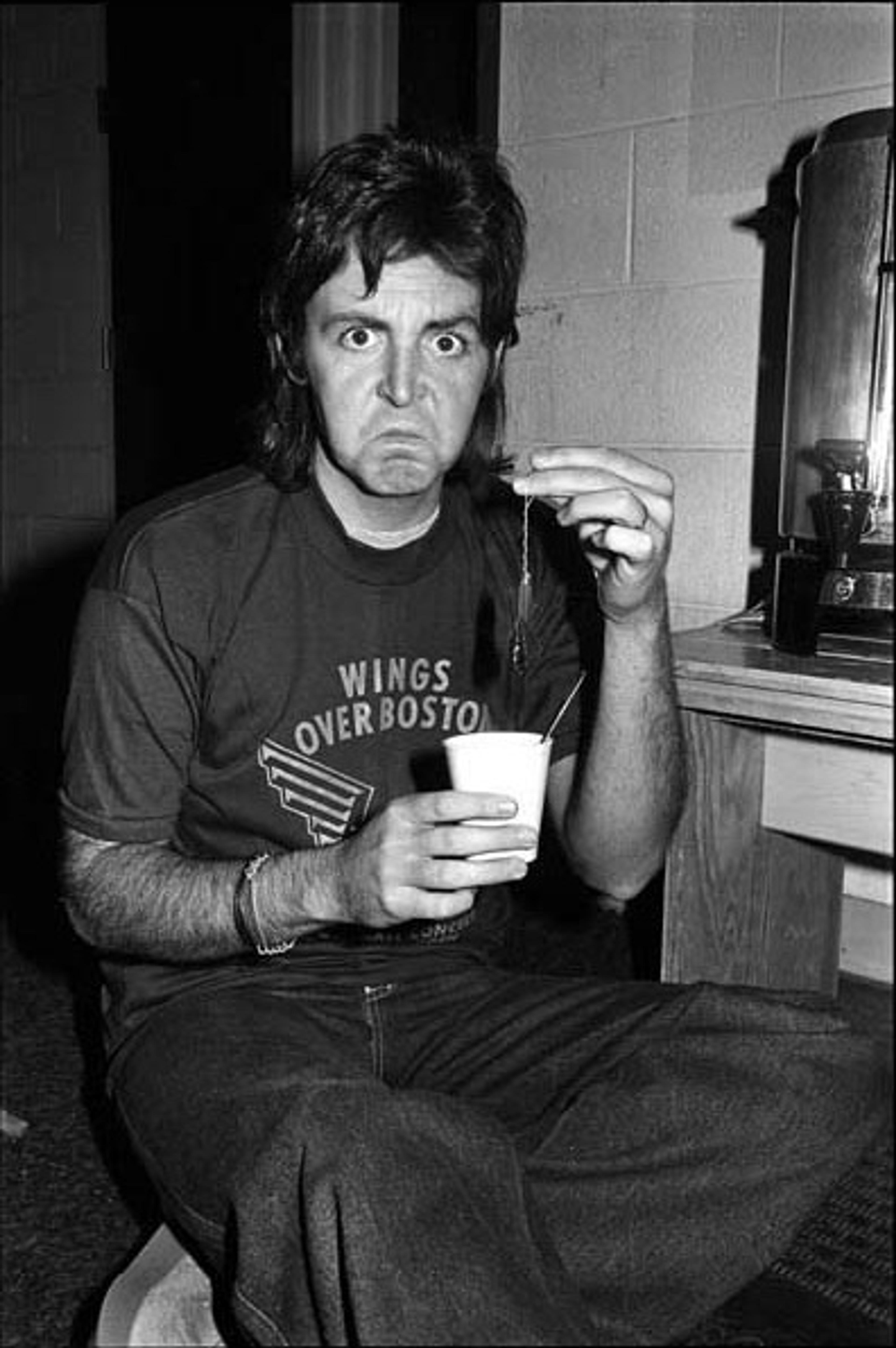Paul backstage before Wings Over The World Tour show, Boston, 1976