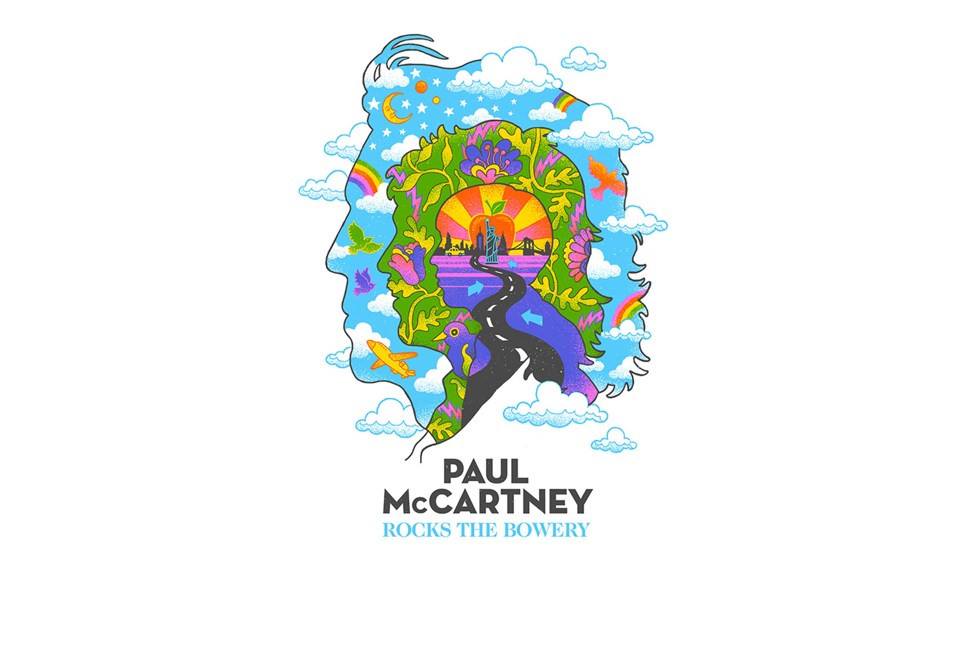 Illustrative poster designed for Paul's 'Rocks the Bowery' in New York in February 2025.