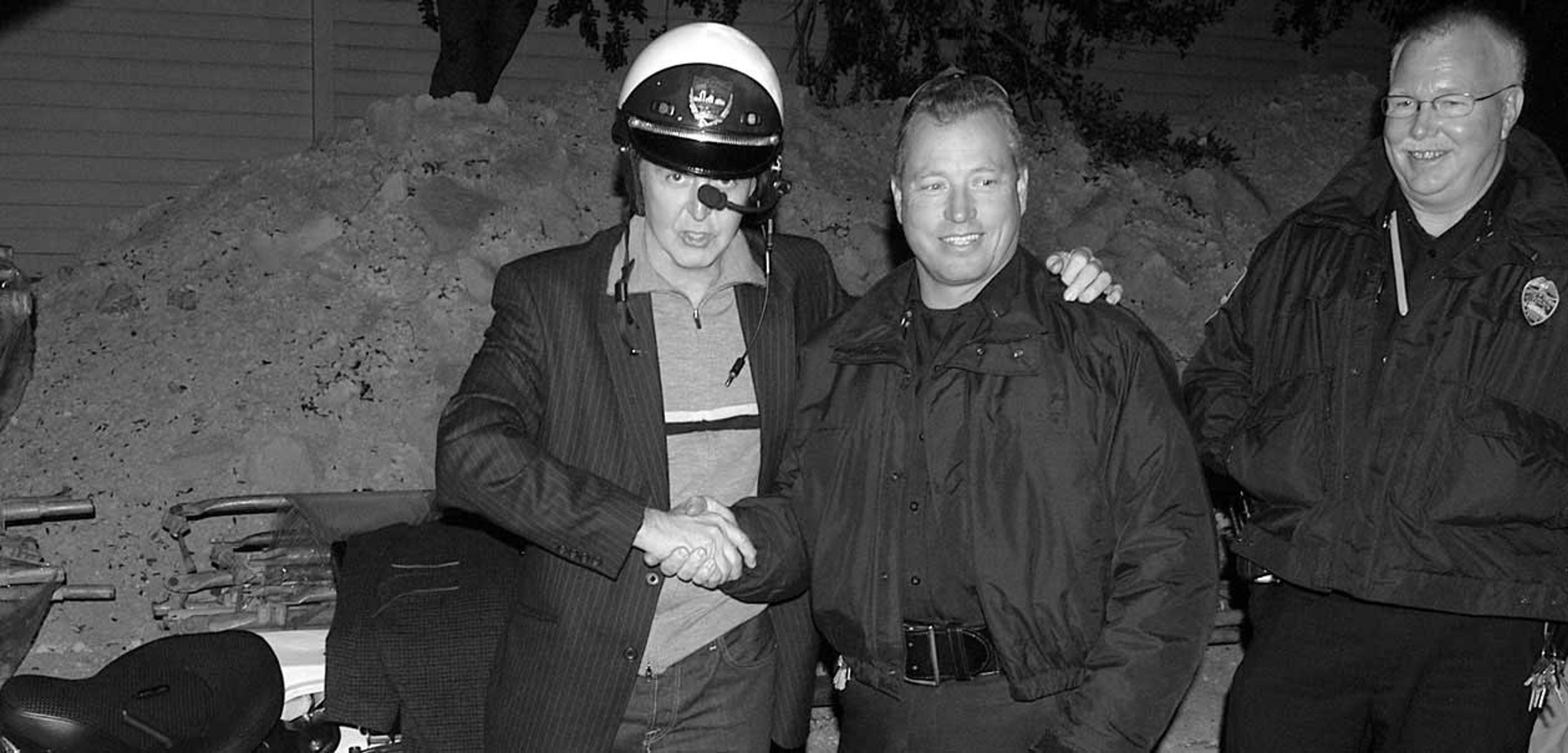 With the Jacksonville police after the NFL Super Bowl Halftime Show, Florida, 2005