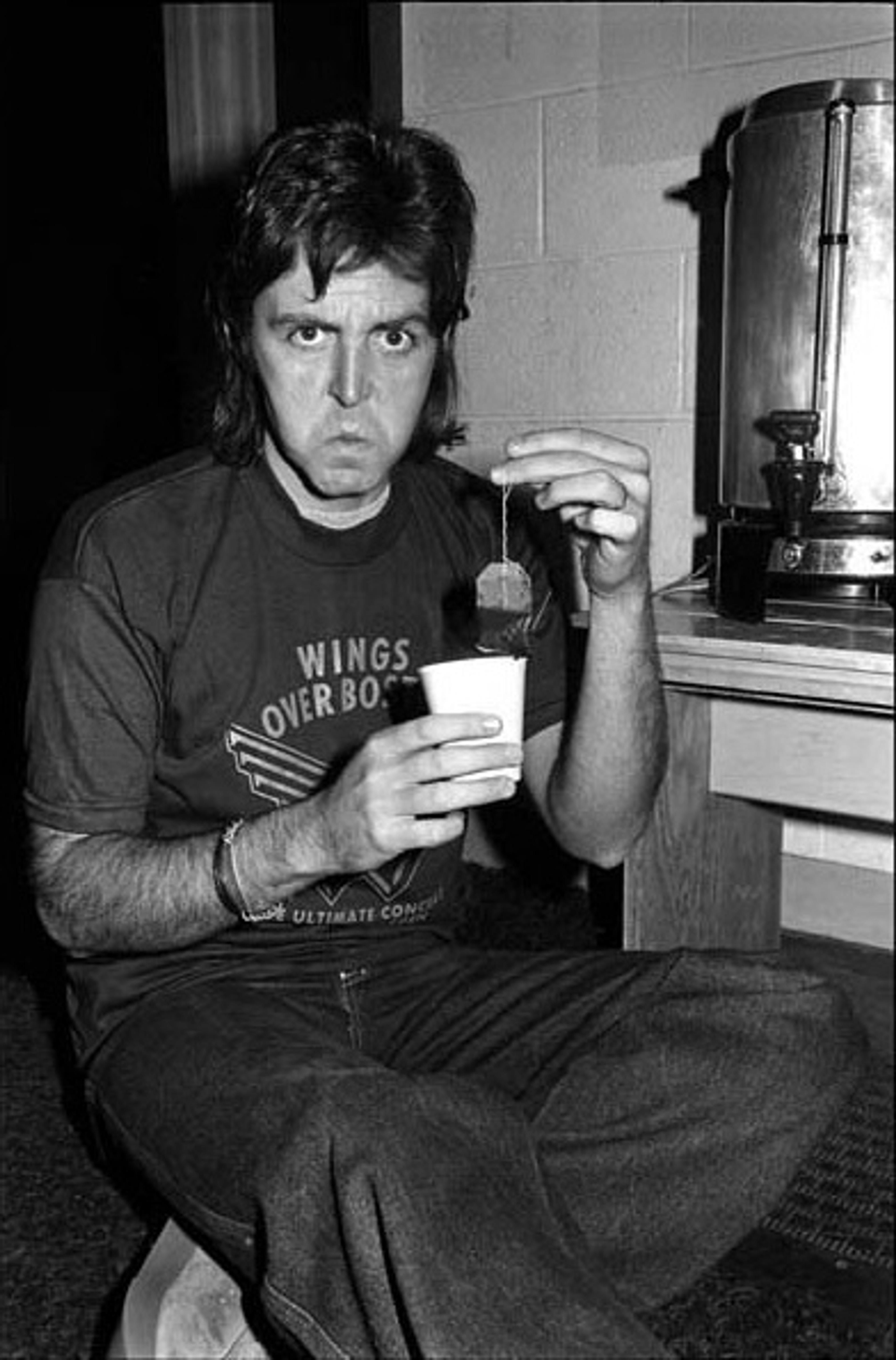 Paul backstage before Wings Over The World Tour show, Boston, 1976