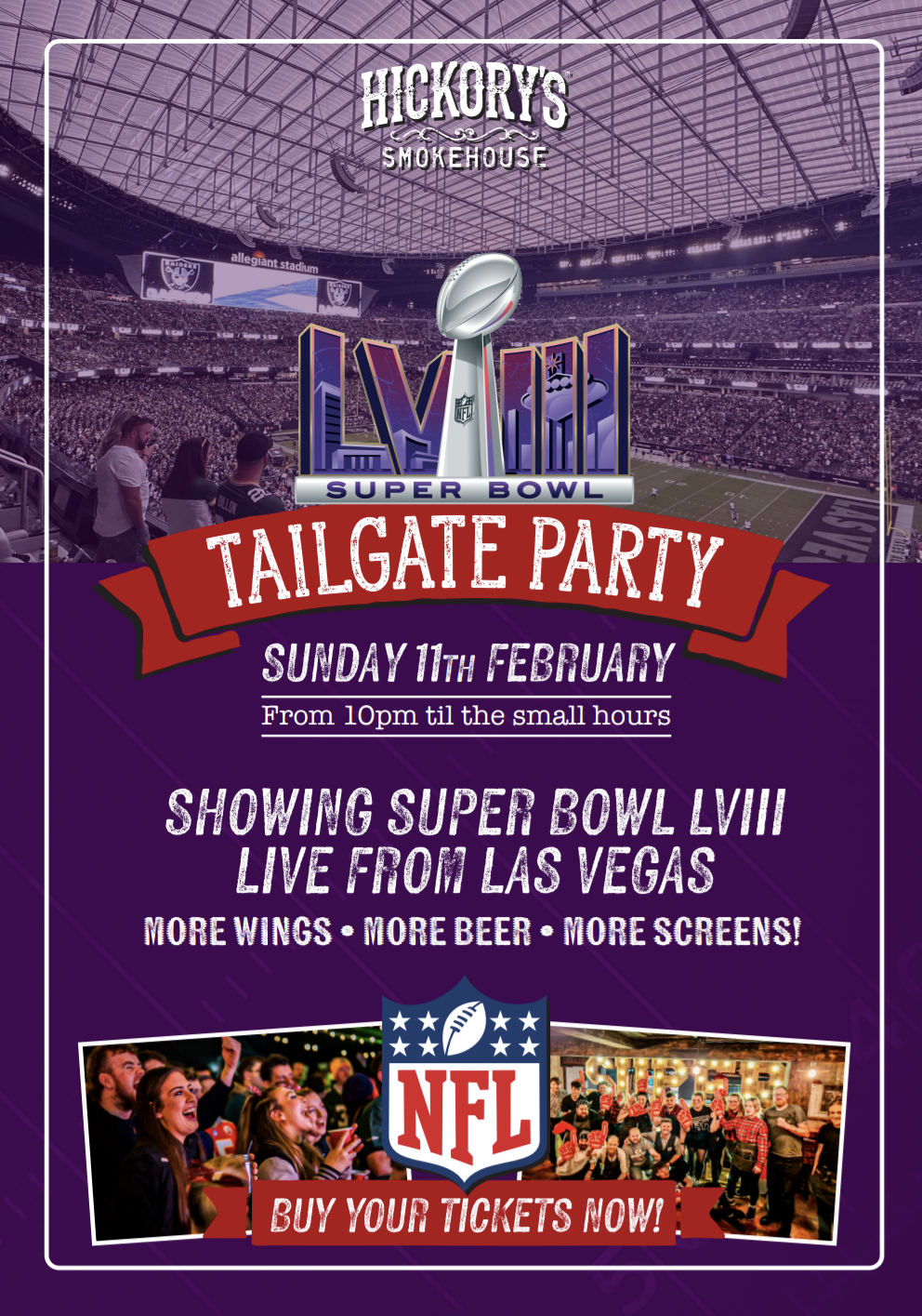 America Uk story about Hickory's Smokehouse Super Bowl Tailgate Party 