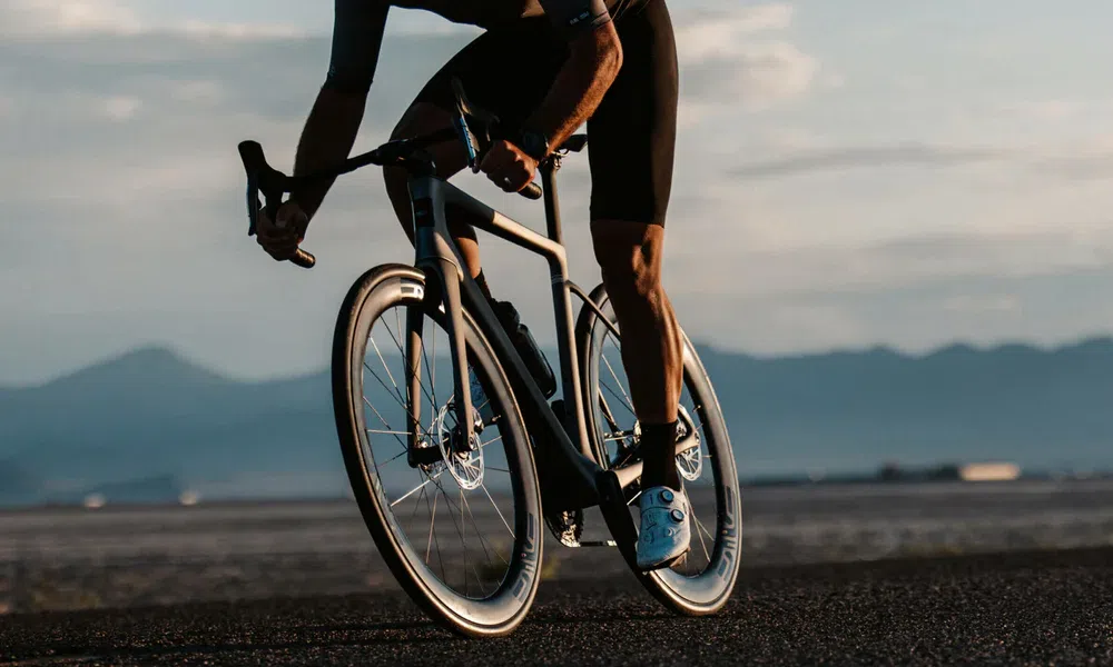 enve road wheels on road bike at sunset