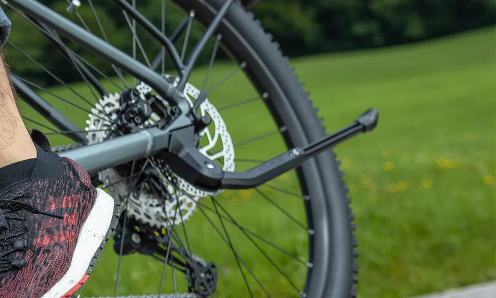 close up of a bike prop stand