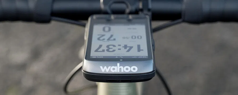 Wahoo Elemnt Ace GPS cycling computer on a bike mount