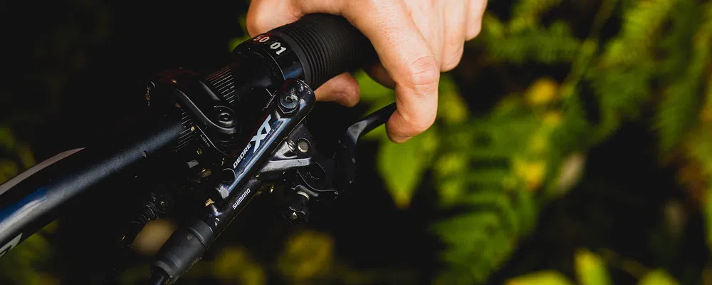 close up of a brake lever being pulled