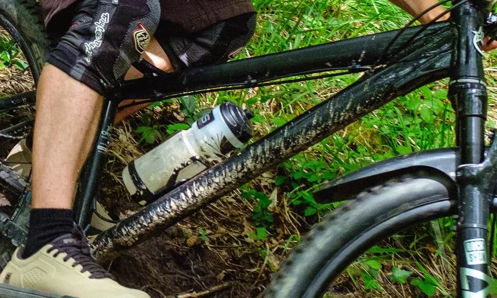 Bike bottle on a hardtail mountain bike