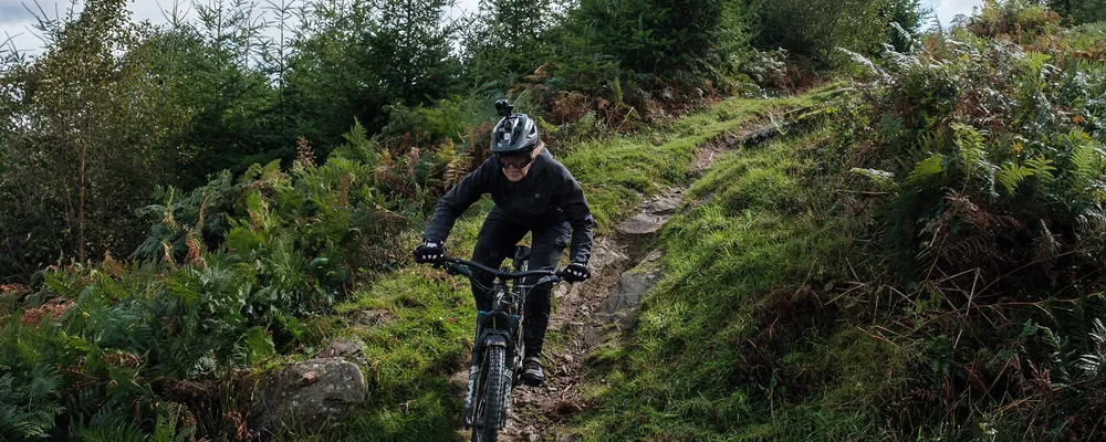 mountain biker with a go pro helmet mount
