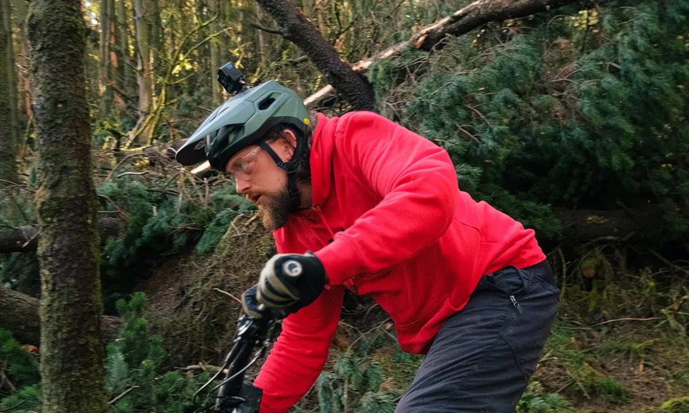 MTB rider wearing a go pro