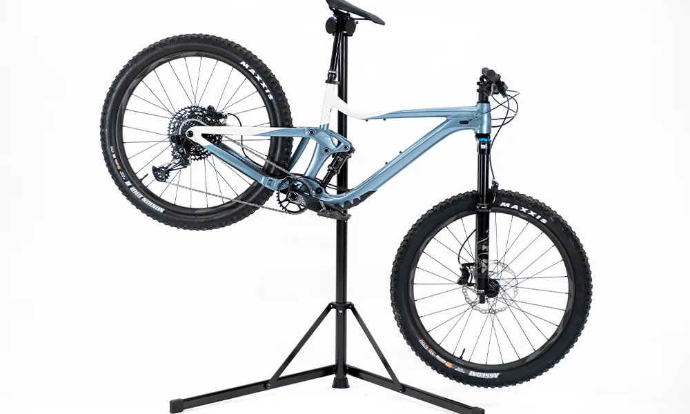 giant bike in a work stand