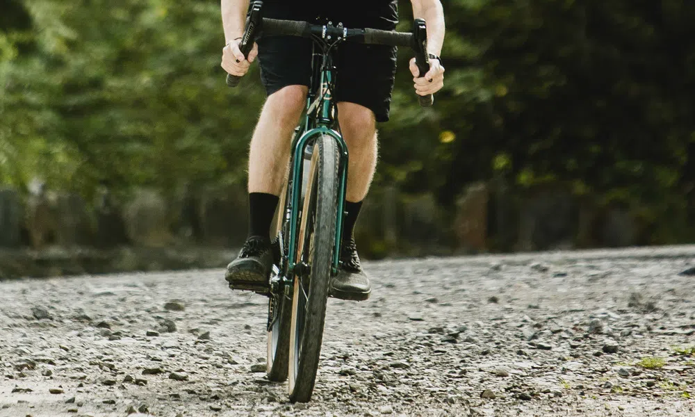 gravel bike on gravel road 