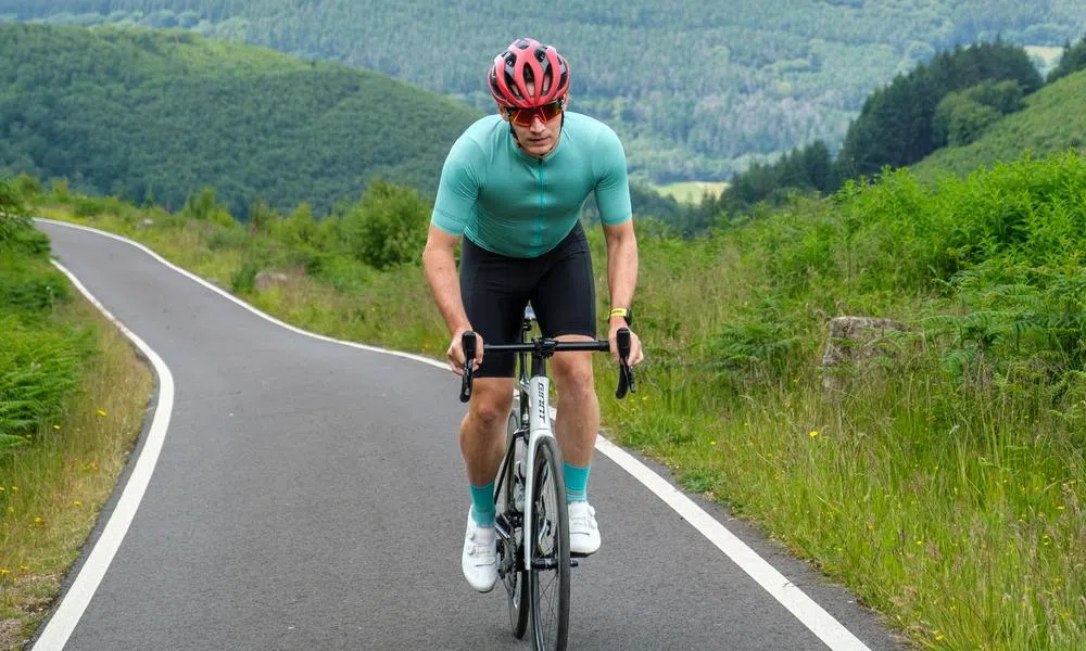 road bike on mountain road