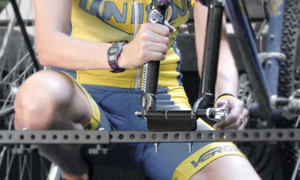 a bike is mounted onto an in car rack