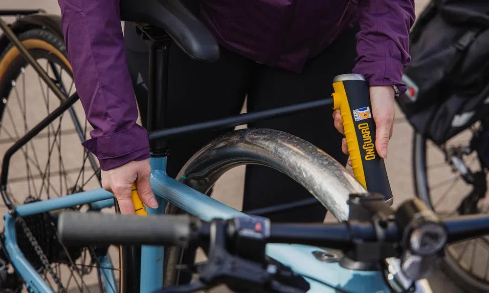 an onguard d lock is locked around a bike