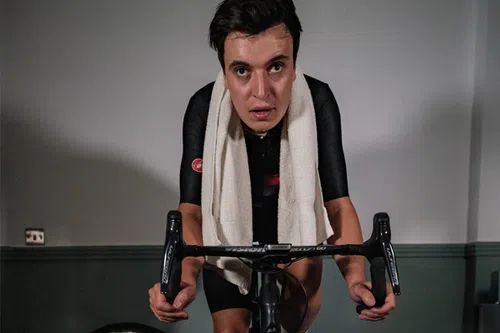 cyclist training indoors