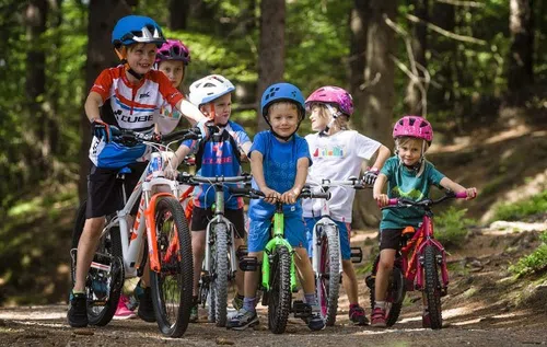 kids on bikes lining up ready to ride and have fun