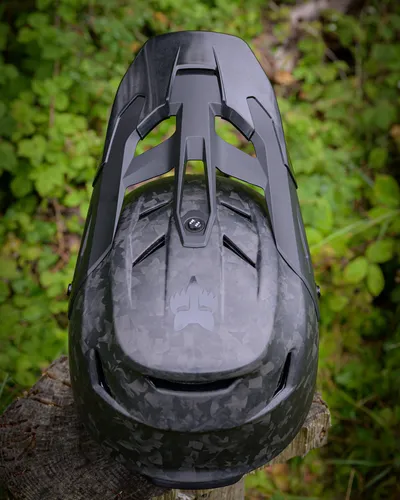 Fox Rampage RS helmet with mud visor extension