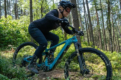 Riding closeup Specialized Levo SL electric mountain bike