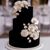 black monochrome cake with orchids perfect for black tie wedding