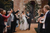 Bride and groom leaving church with confetti