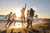 A couple and their friends enjoying their beach buddymoon