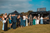 Wedding guests queue outside the BBQ food truck at the wedding reception
