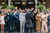 happy couple-wedding party-celebrating