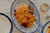 large blue platter with spagetti