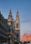 lit up clock towers in vienna