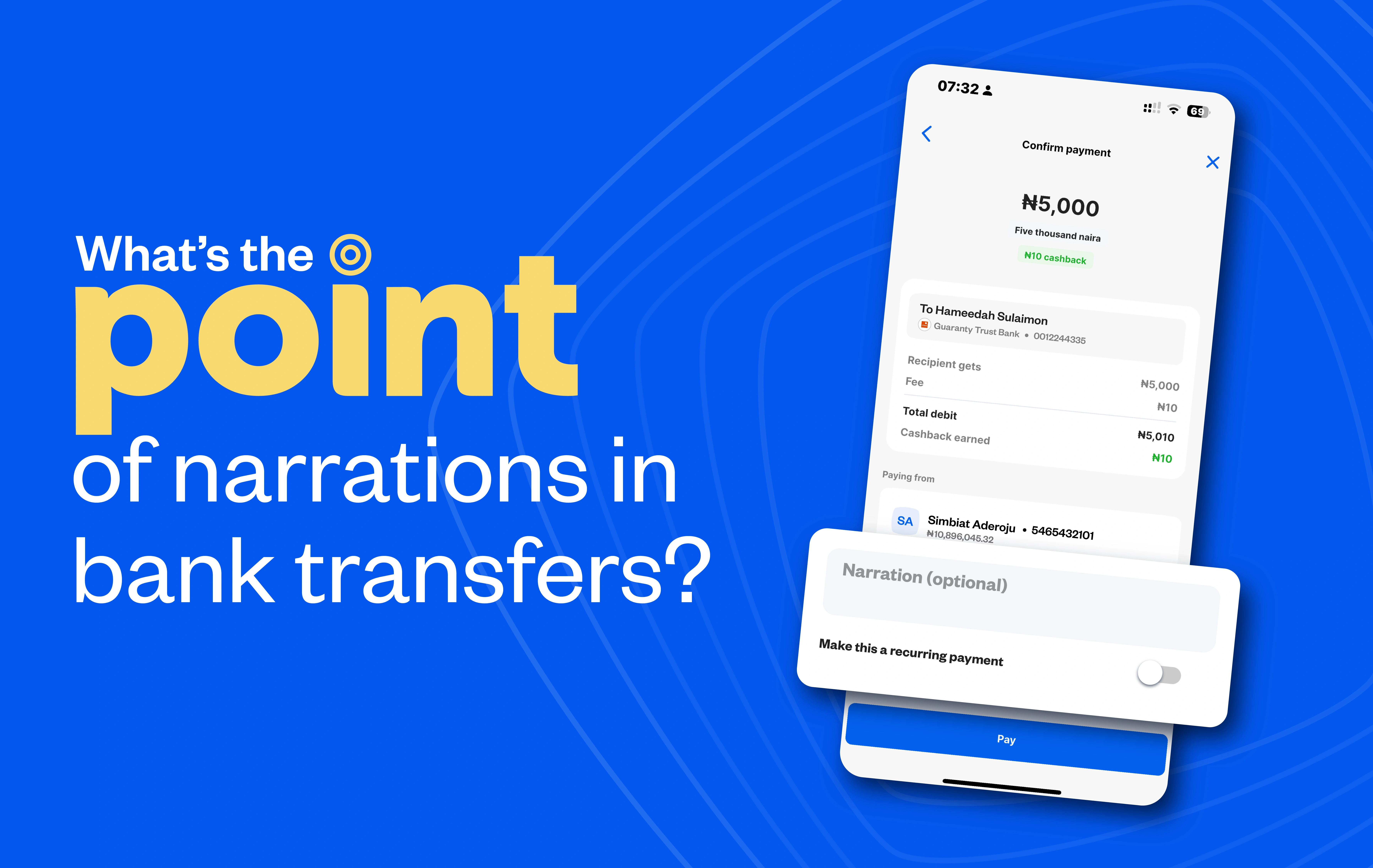 What's the point of narrations in bank transfers?