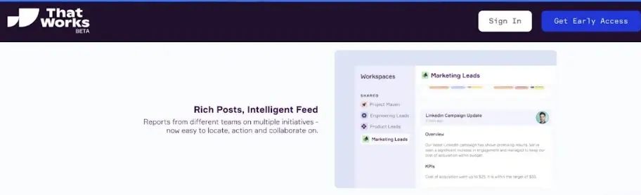 Achivements:
• Scalable platform for teams of various sizes.
User-friendly interfaces presenting complex data
intuitively.
• Seamless integrations with major workplace tools.

Future Goals:
• Expand to more functions, like Sales and
Marketing.
• Personalize insights for specific roles.