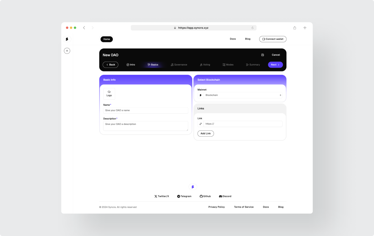 Syncra - Privacy-first DAO management platform
