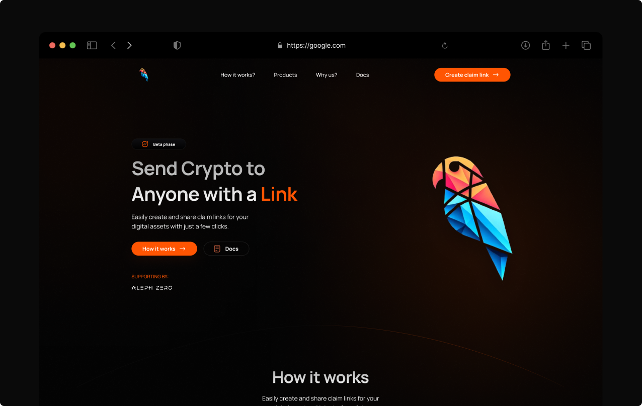 ParrotLink - Making crypto transfers as simple as sharing a link