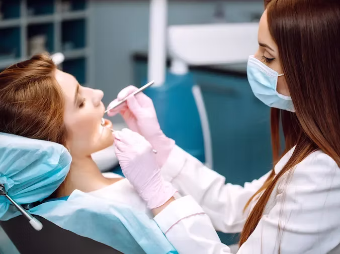 Dental treatment in progress.