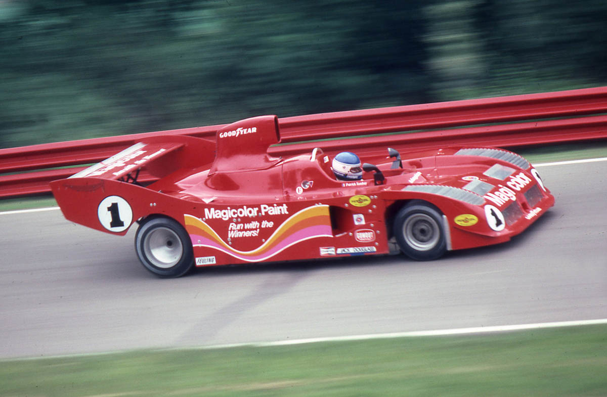 The T530 dominated the 1980 Can Am series winning seven of the ten rounds. Seen here is the Championship winner Patrick Tambay taking victory at Mid-Ohio. (The Lola Archive)