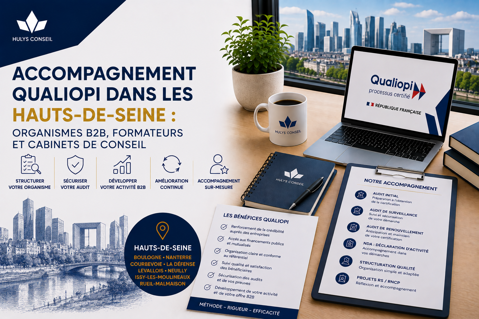 Accompagnement Qualiopi dans les Hauts-de-Seine : organismes B2B, formateurs et cabinets de conseil