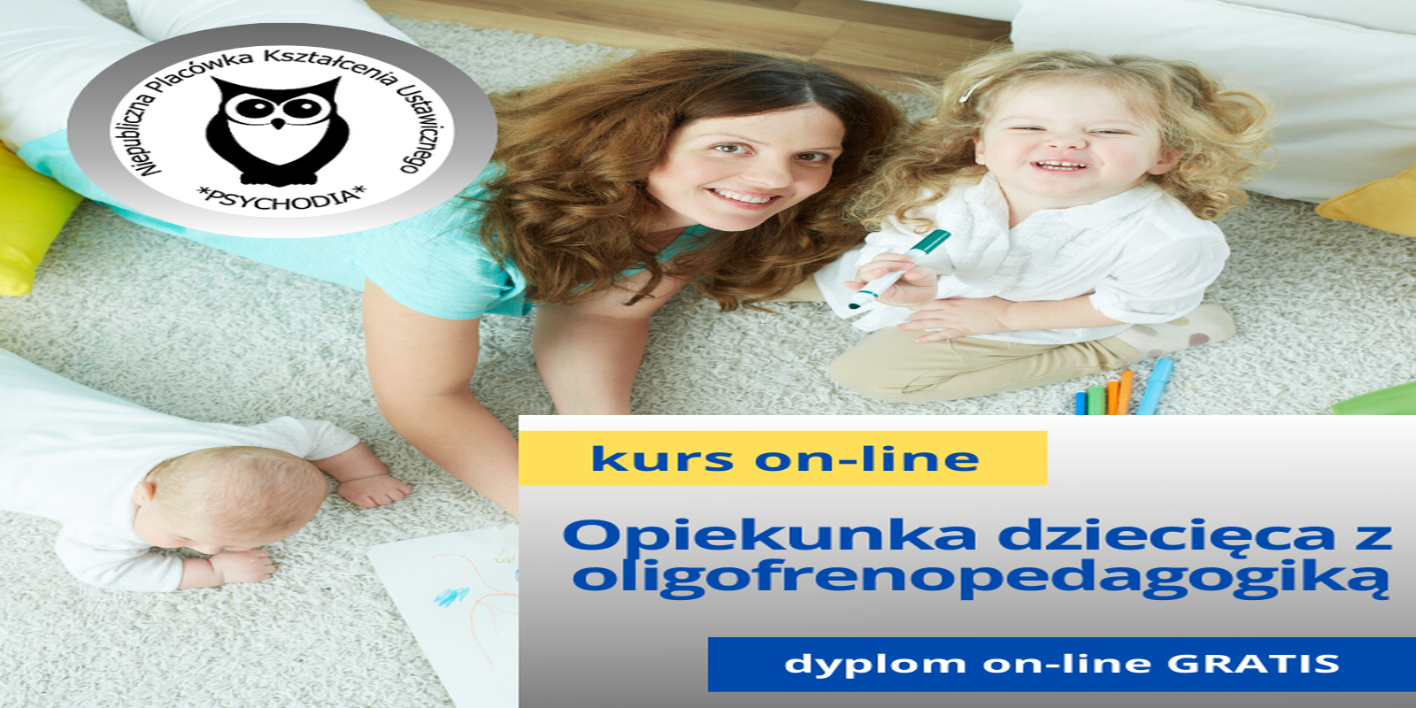 Grafika kursu Profesjonalna opiekunka dziecięca z podstawami oligofrenopedagogiki i pierwszej pomocy kurs online