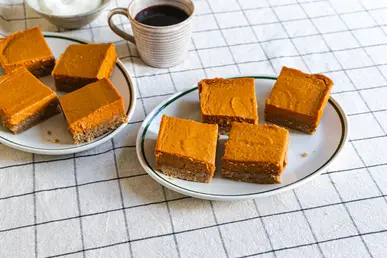Pumpkin Pie Bars with Pecan Shortbread Crust