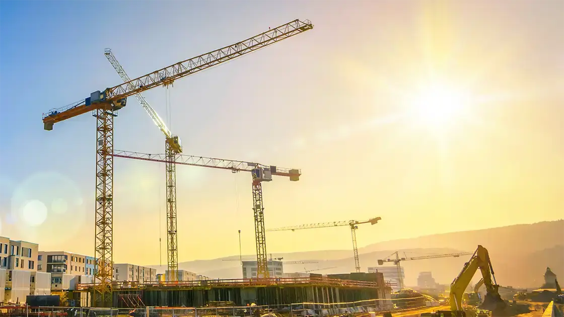 Large Construction Site with Multiple Tower Cranes