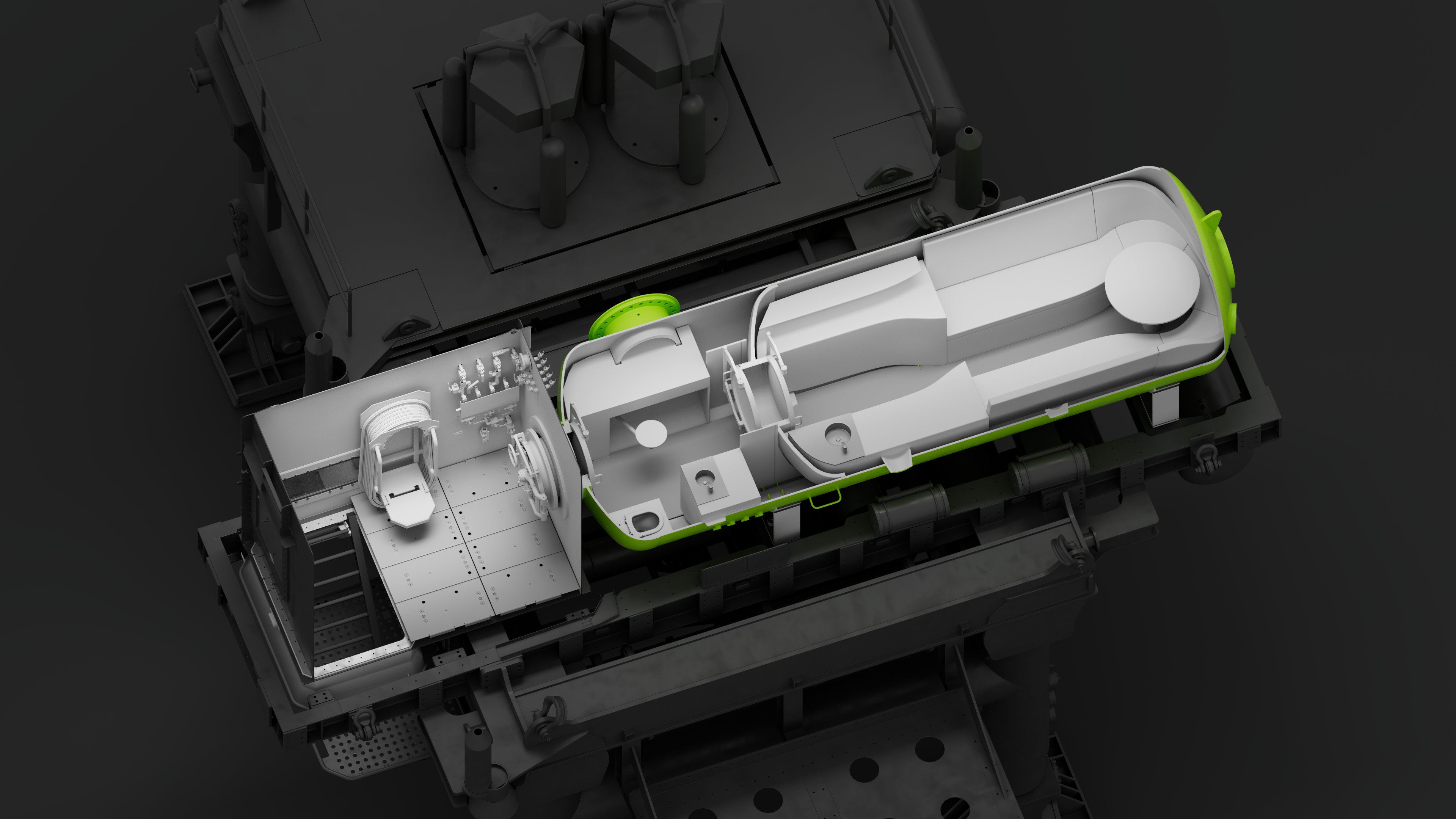 Inside of DEEP's Vanguard Subsea Human Habitat
