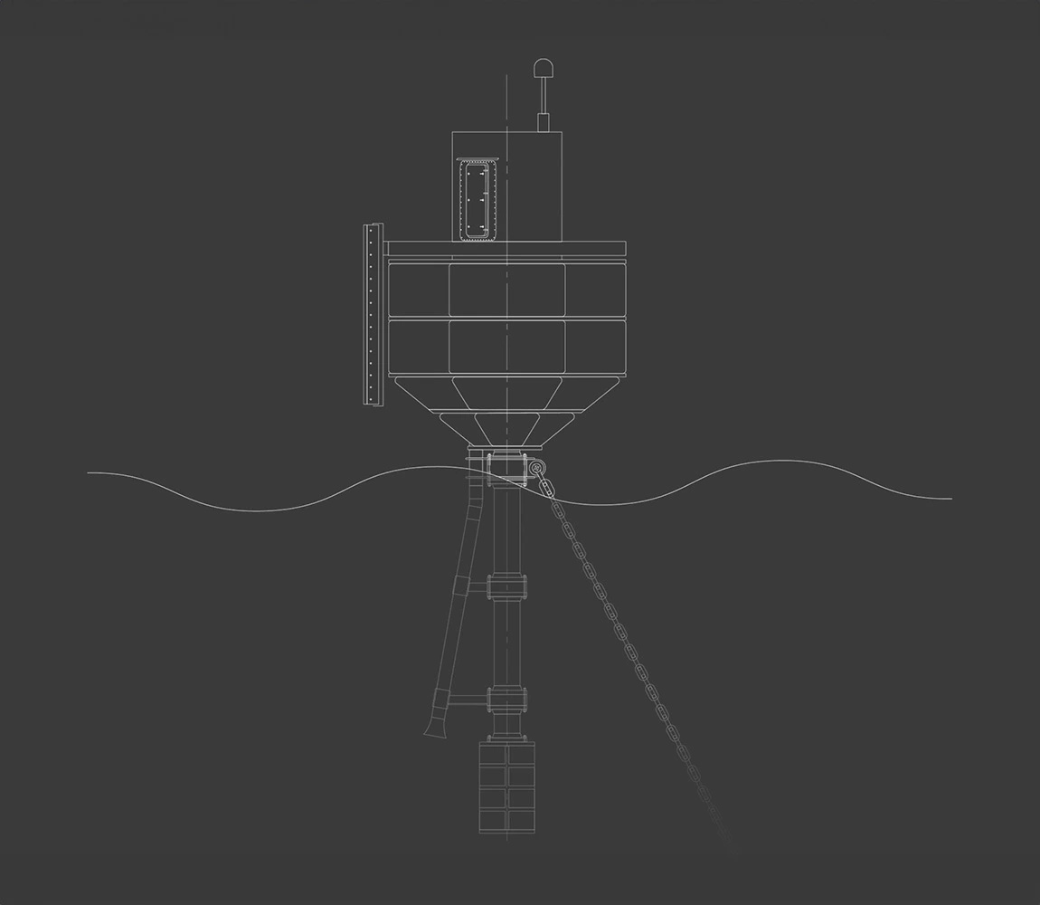 Render/Drawing of over water support vessel