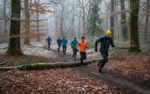 Group of trail runners competing