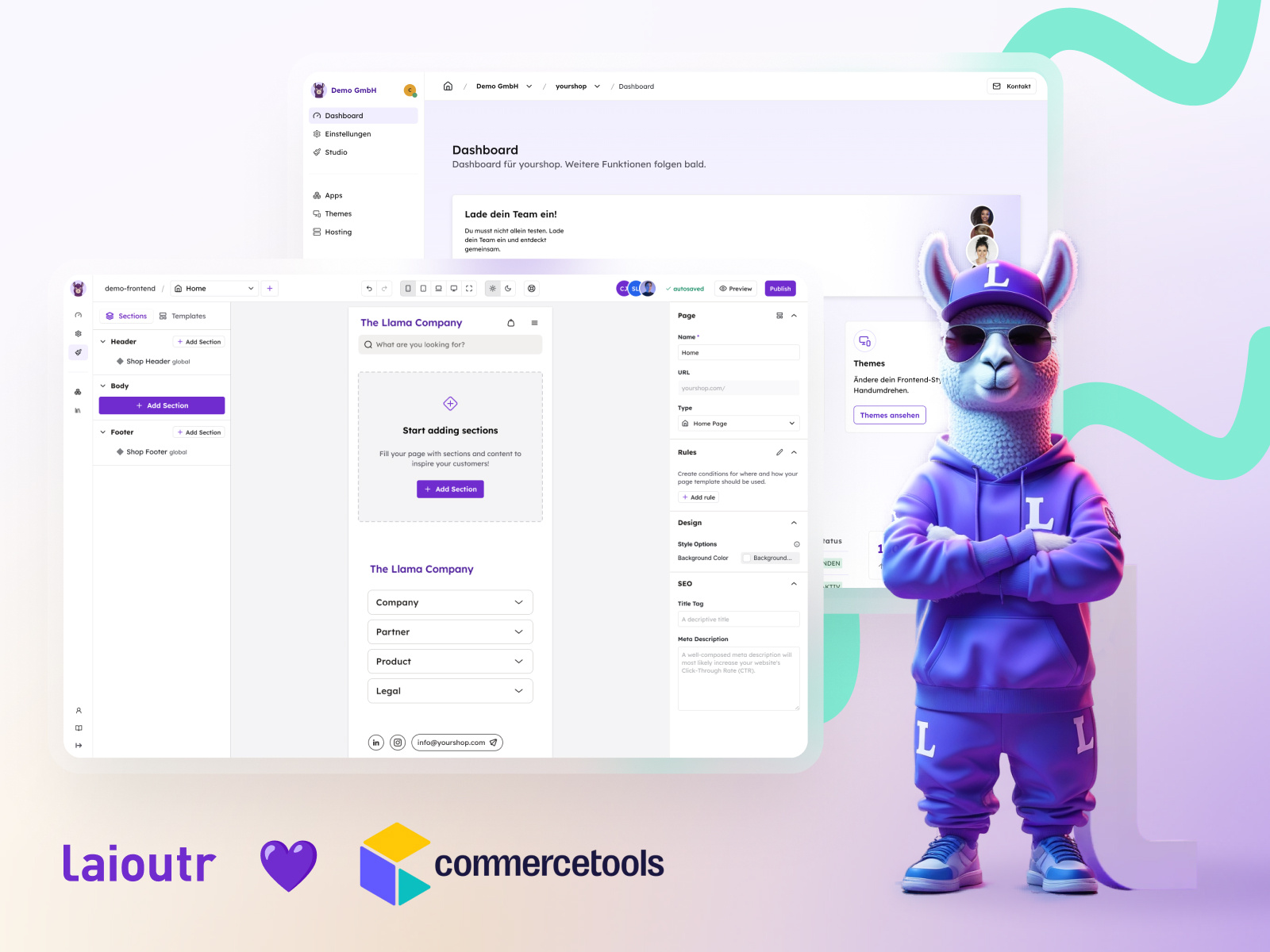Visual Page Builder for Commercetools with intuitive user interface