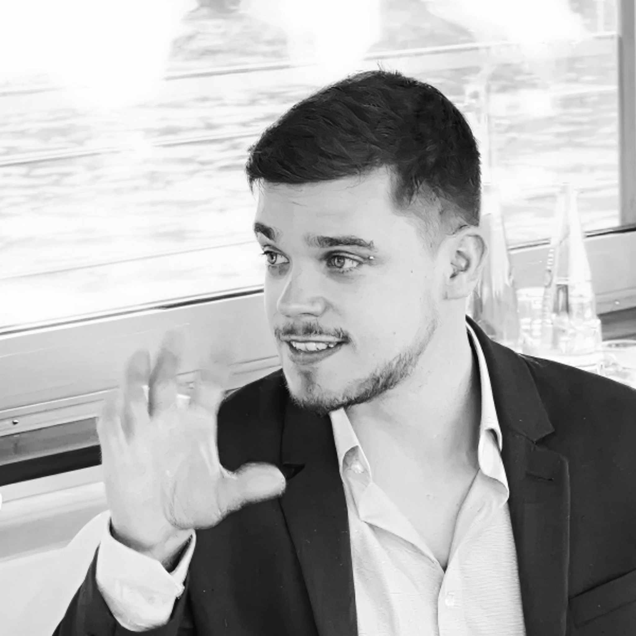 Black-and-white photo of Sebastian Langer