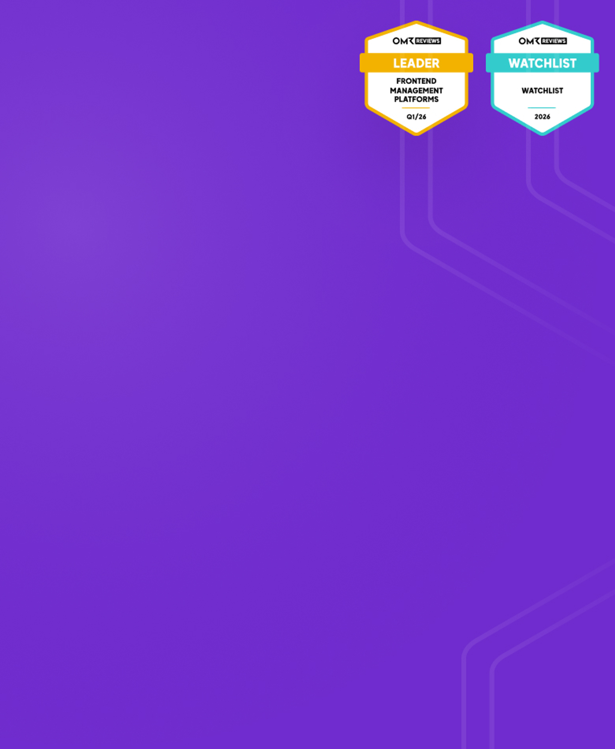 An isometric graphic on a purple gradient background. You can see various white platforms on which small stylized llamas are standing or sitting. Each platform shows components or connection options for Laioutr. Flexible and modular.