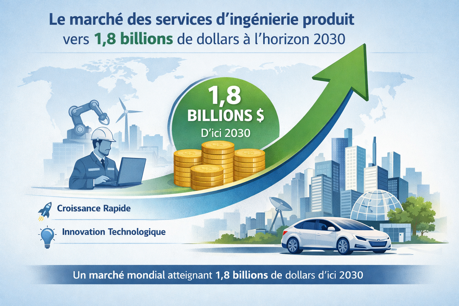 Le marché des services d’ingénierie produit vers 1,8 Milliards de dollars à l’horizon 2030